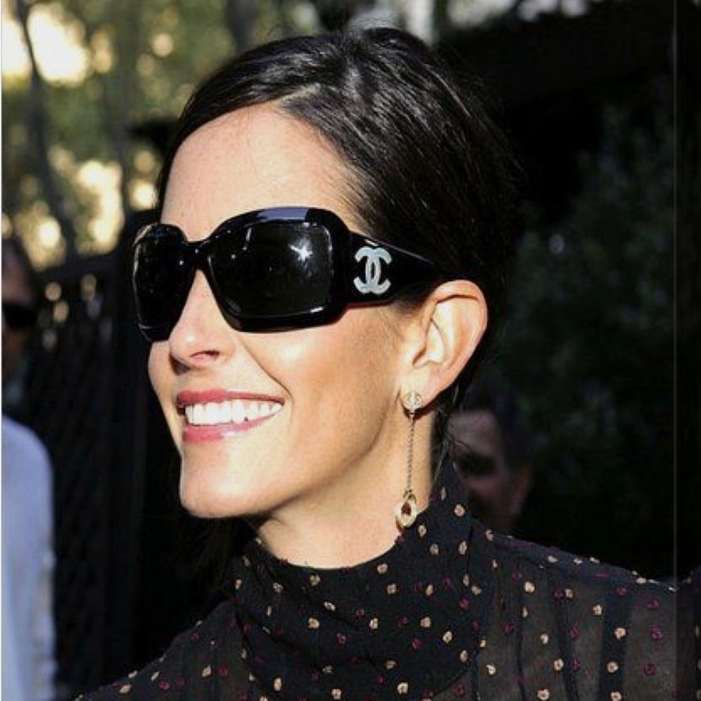 Chanel 5076-H Black Mother of Pearl Sunglasses Oversized CC Logos- Nice